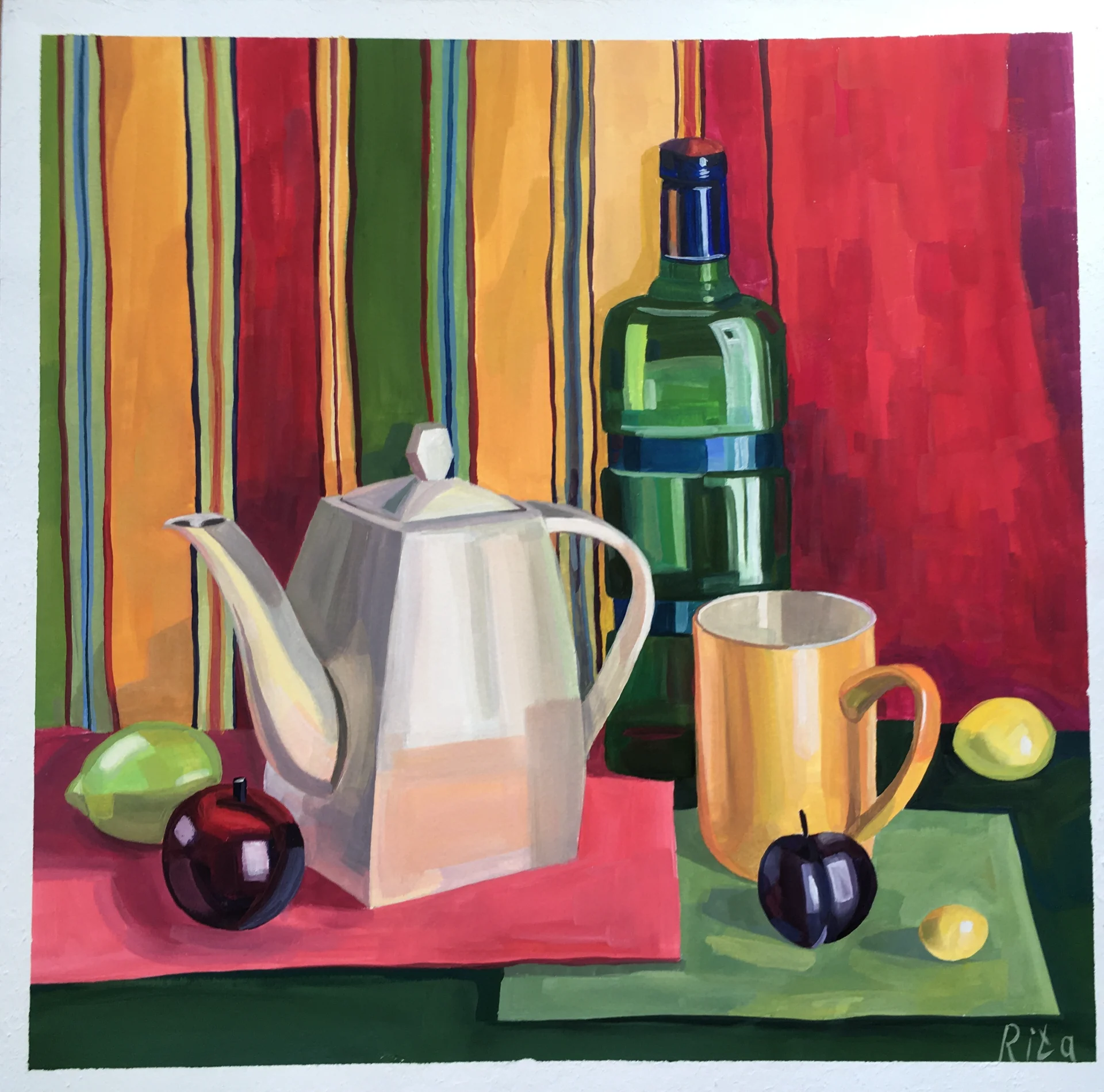 Geometric white teapot