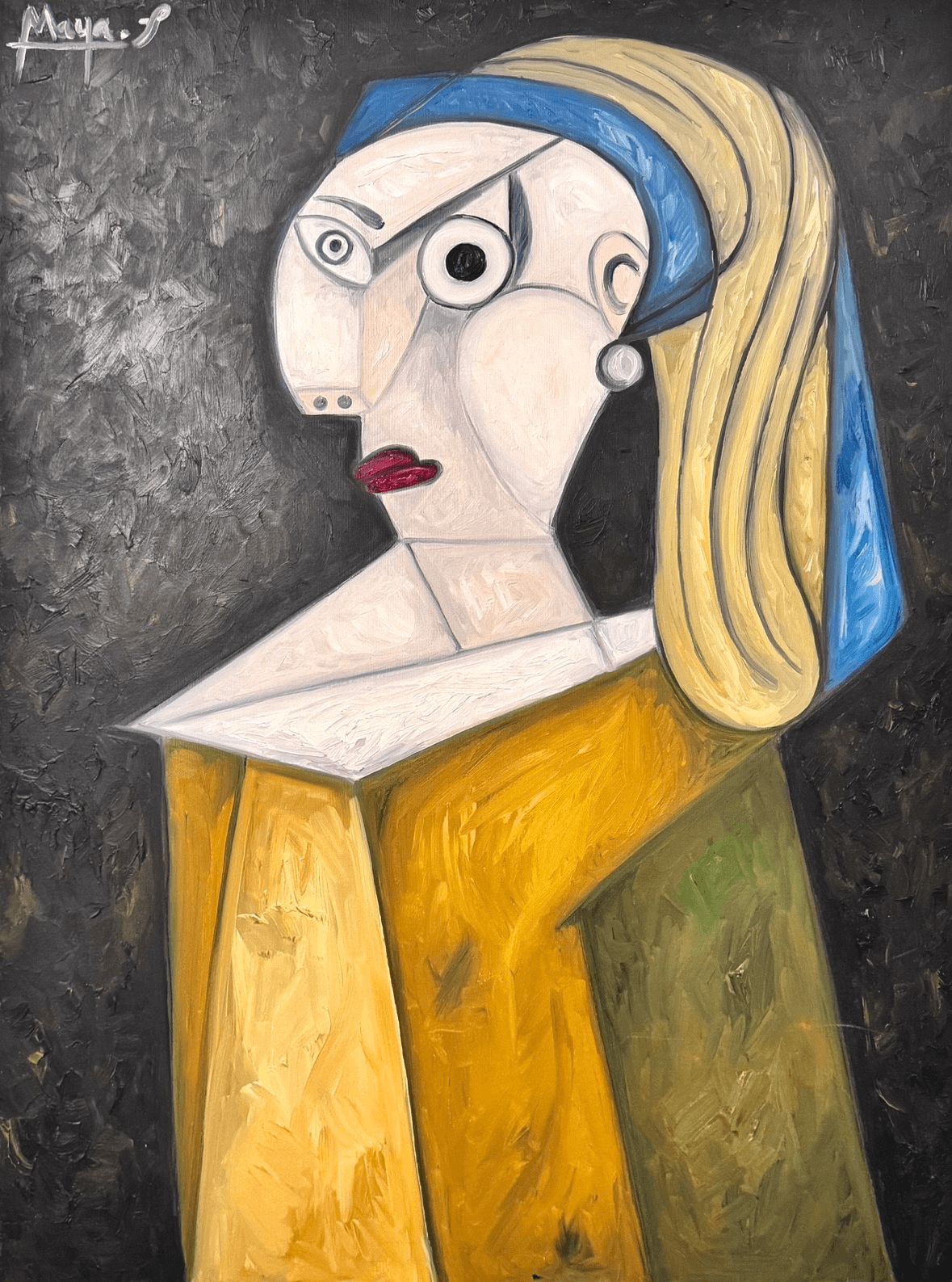 Cubist girl with pearl earring