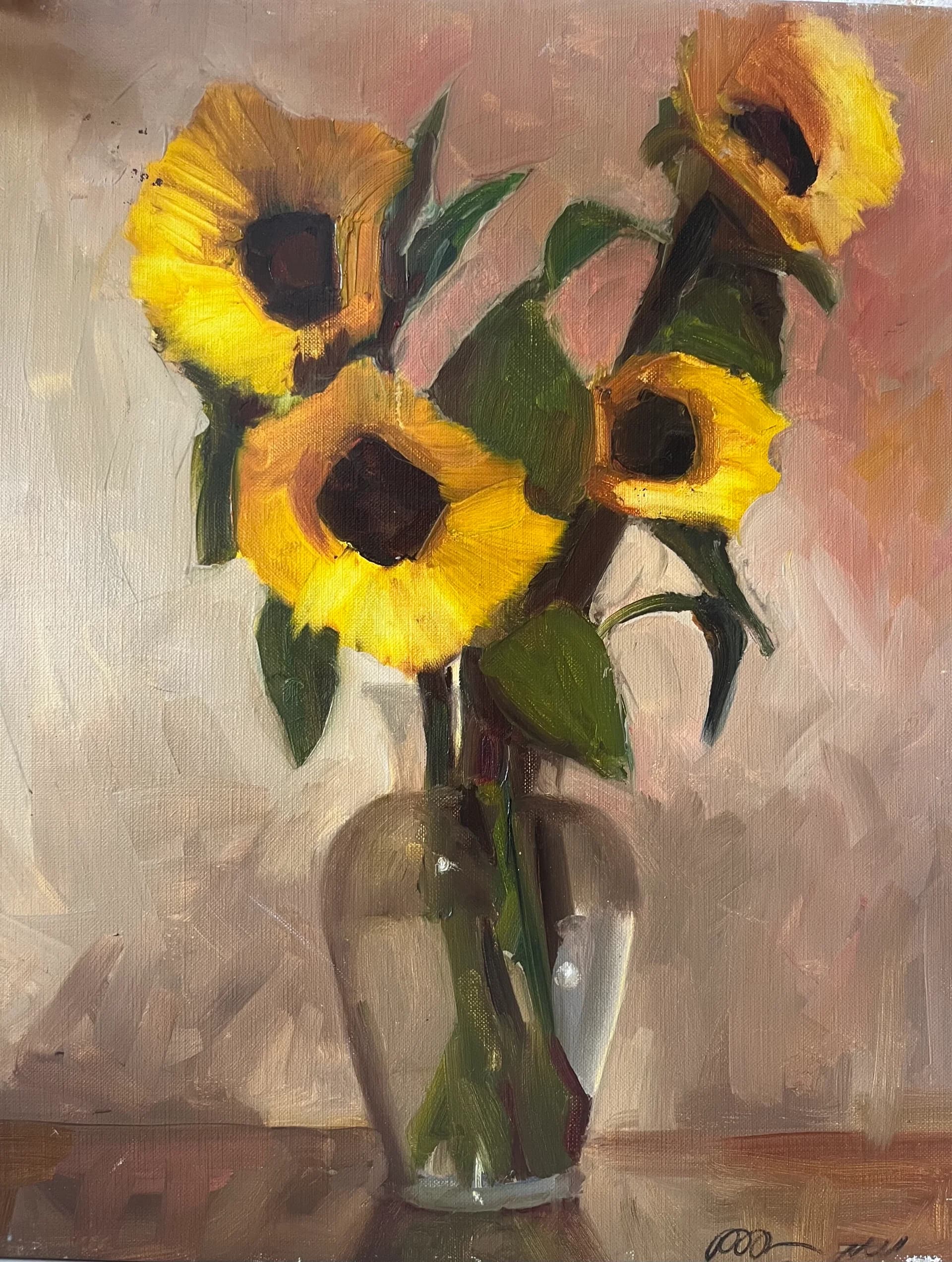 Sunflowers in Glass Vase