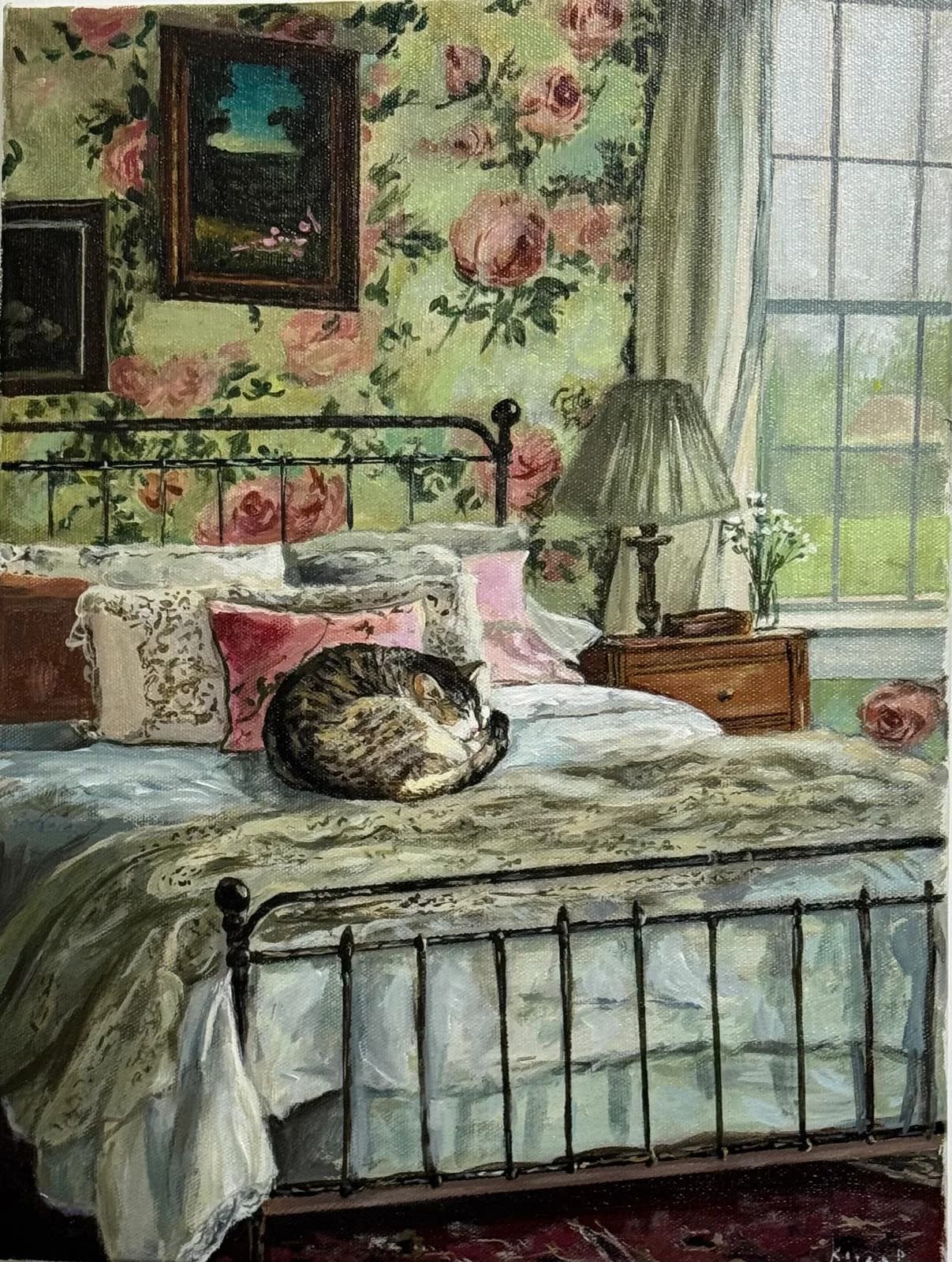 Pastoral country room with a cat