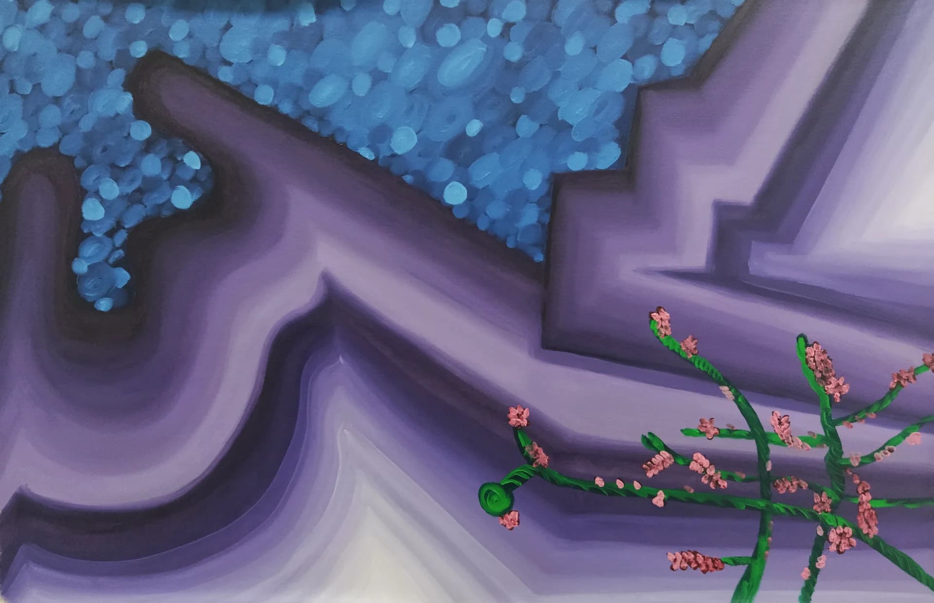 Solitary Cherry Blossom Beneath the Night Sky